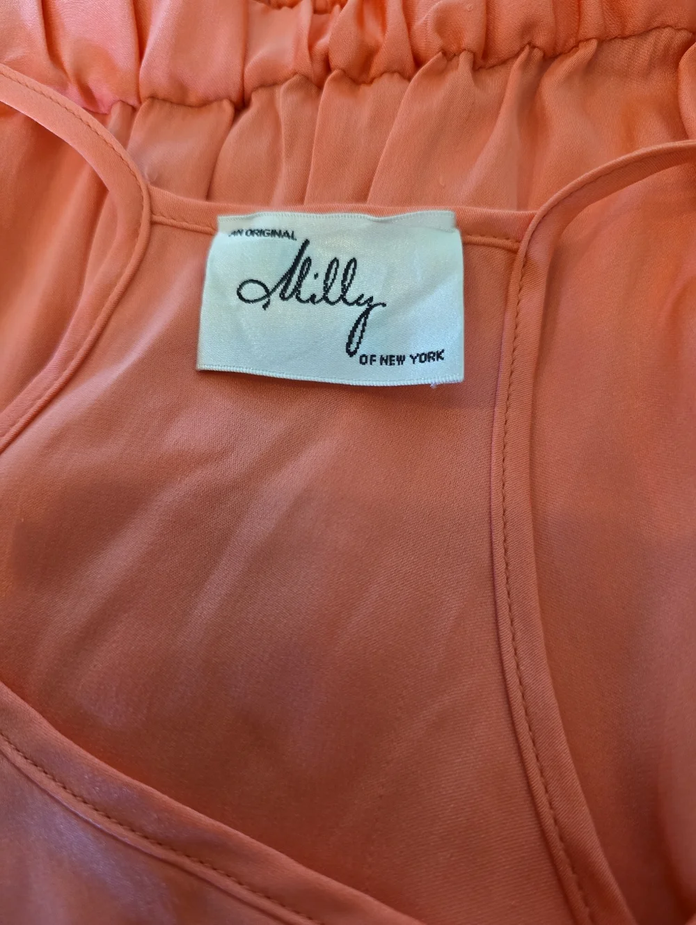 Milly of New York Silk Romper Coral Elastic Waist Shorts Small - Picture 7 of 7